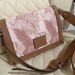 Tommy Bahama Pink and Brown Tropical Crossbody Bag